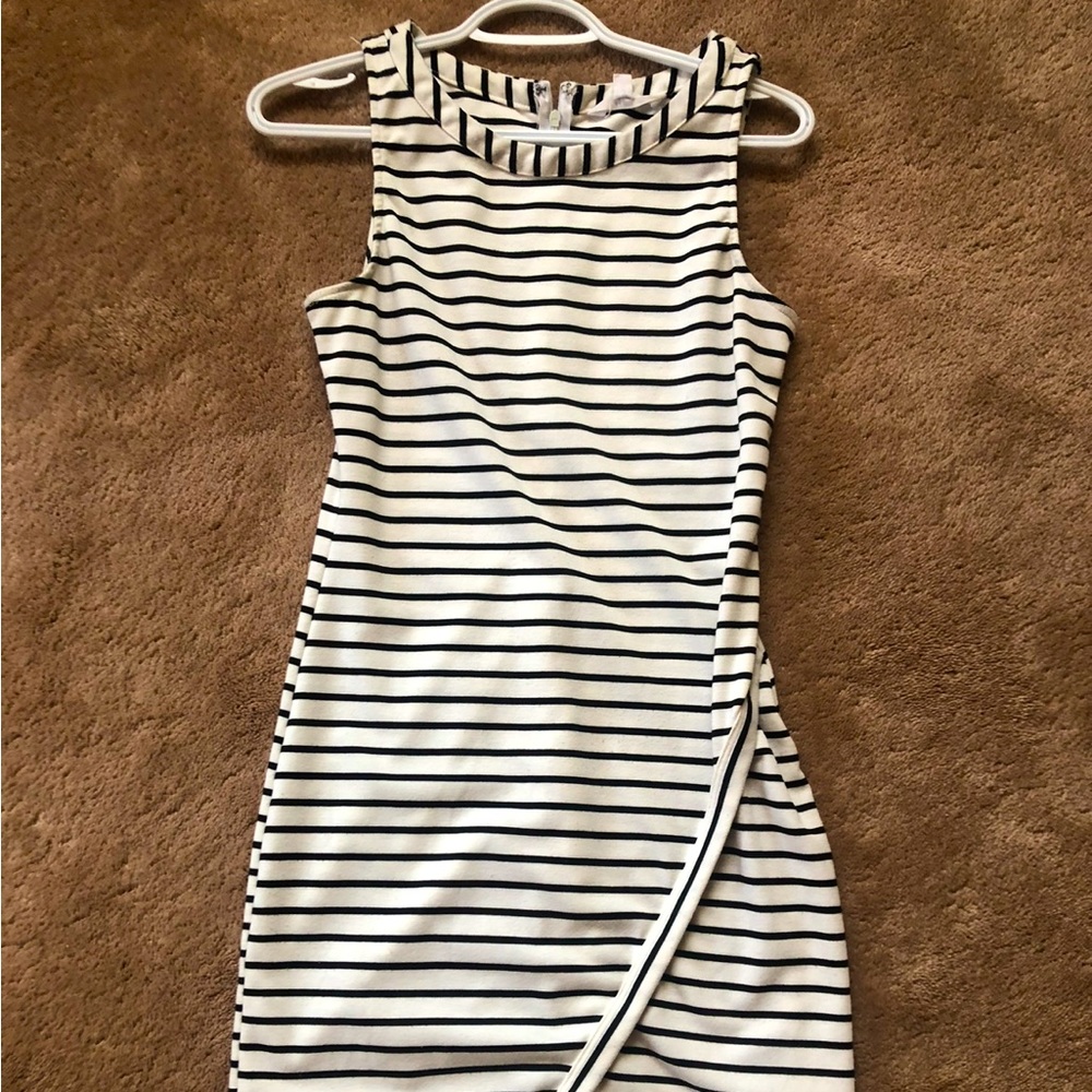 Black and white striped dress